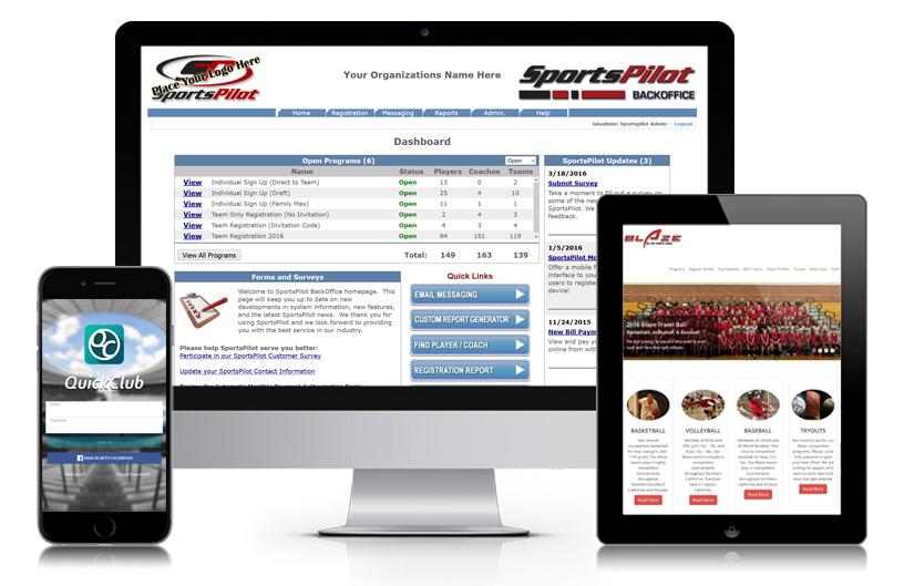 Sports registration management software